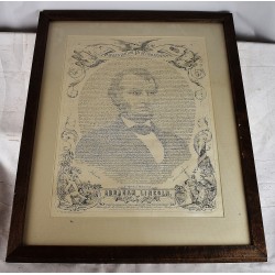 E. Pluribus Unum. September 22d 1862 January 1st 1863 Emancipation Proclamation.....Allegorical Portrait of Abraham Lincoln. [Framed Portrait]